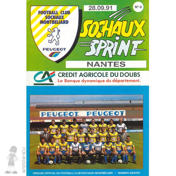 1991-92 12ème j Sochaux Nantes (Programme)