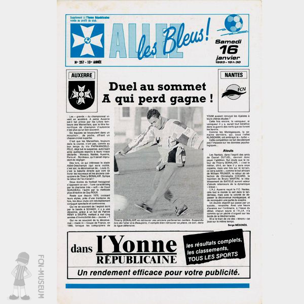 1992-93 21ème j Auxerre Nantes