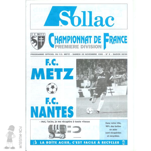 1995-96 19ème j Metz Nantes (Programme)