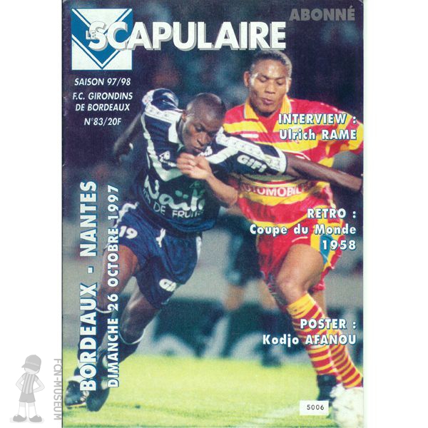 1997-98 13ème j Bordeaux Nantes (Programme)