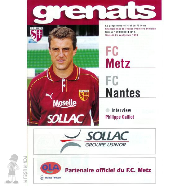 1999-00 08ème j Metz Nantes (Programme)