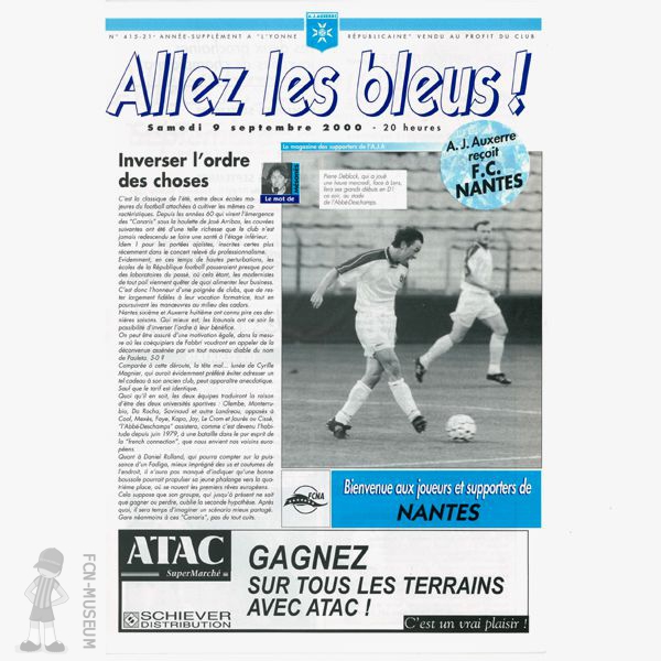 2000-01 07ème j Auxerre Nantes (Programme)