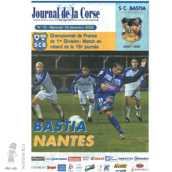 2000-01 15ème j Bastia Nantes (Programme)
