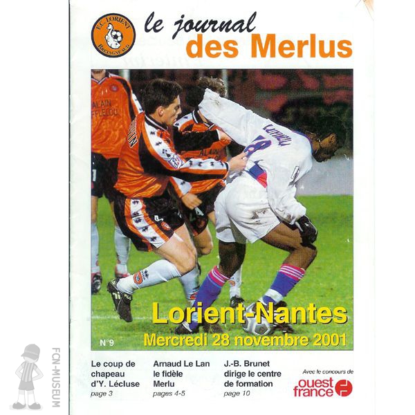 2001-02 16ème j Lorient Nantes (Programme)