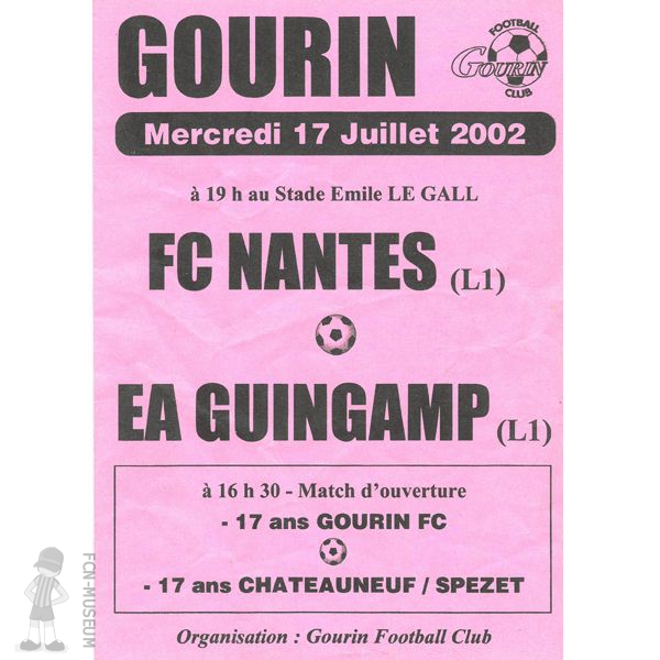 2002-03 Amical Nantes Guingamp (Programme)