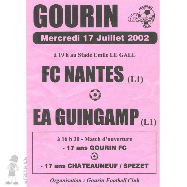 2002-03 Amical Nantes Guingamp (Programme)
