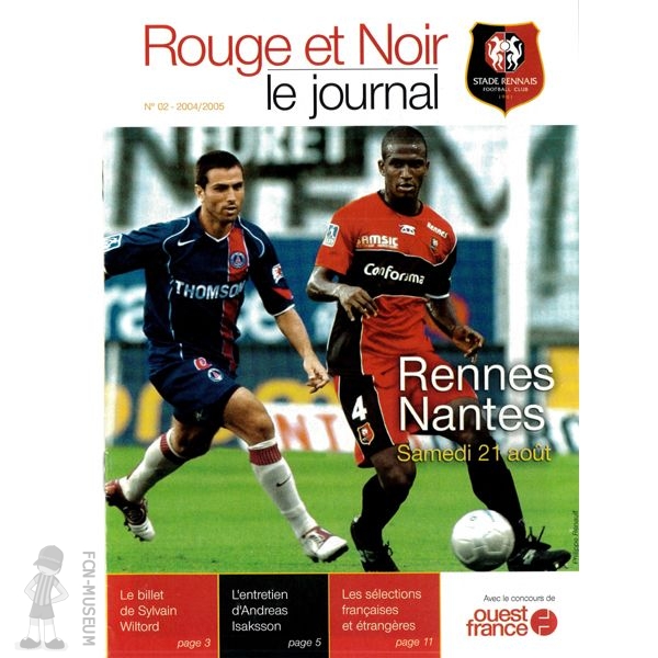 2004-05 03ème j Rennes Nantes (Programme)