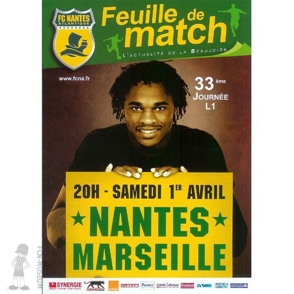 2005-06 33ème j Nantes Marseille (Programme)
