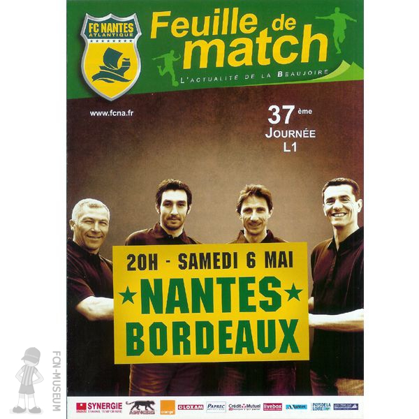2005-06 37ème j Nantes Bordeaux (Programme)