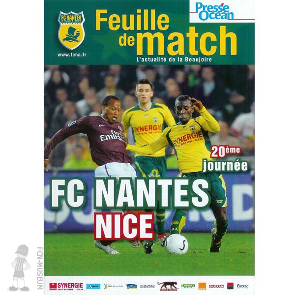 2006-07 20ème j Nantes Nice (Programme)