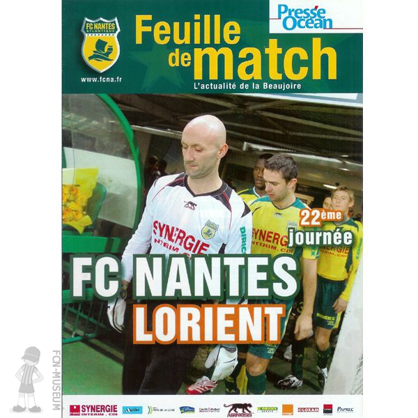 2006-07 22ème j Nantes Lorient (Programme)