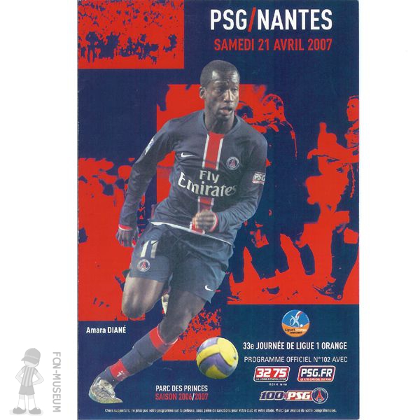 2006-07 33ème j Paris SG Nantes (Programme)