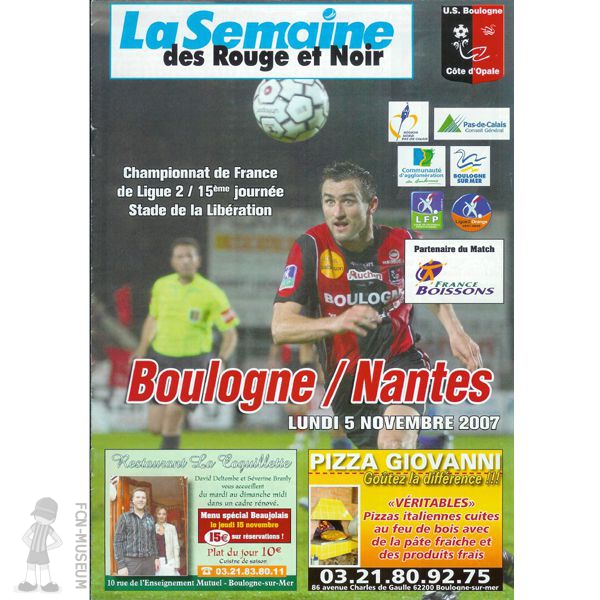 2007-08 15ème j Boulogne Nantes (Programme)