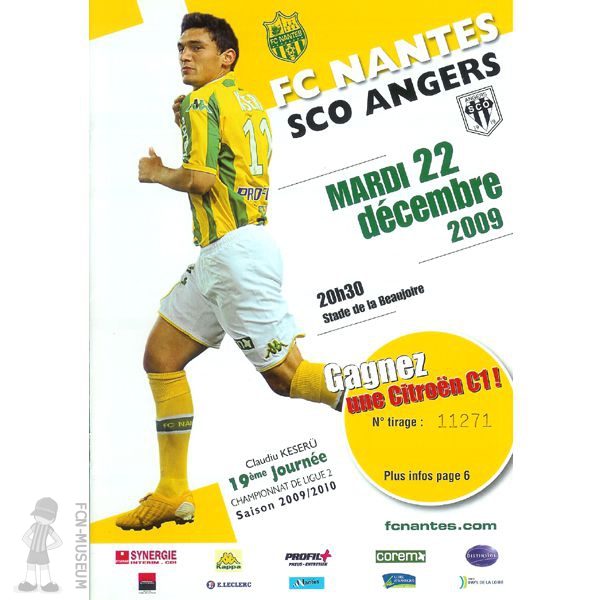 2009-10 19ème j Nantes Angers (Programme)