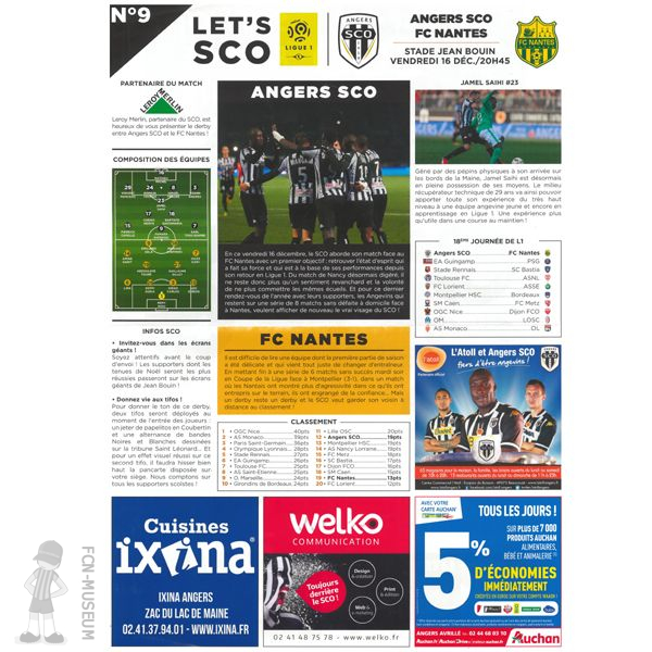 2016-17 18ème j Angers Nantes (Programme)