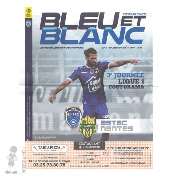 2017-18 03ème j Troyes Nantes (Programme)