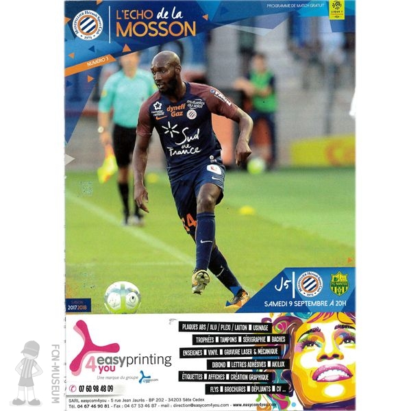 2017-18 05ème j Montpellier Nantes (Programme)
