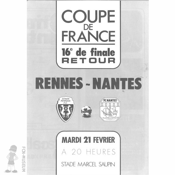 CdF 1984 16ème retour Nantes Rennes (Programme)