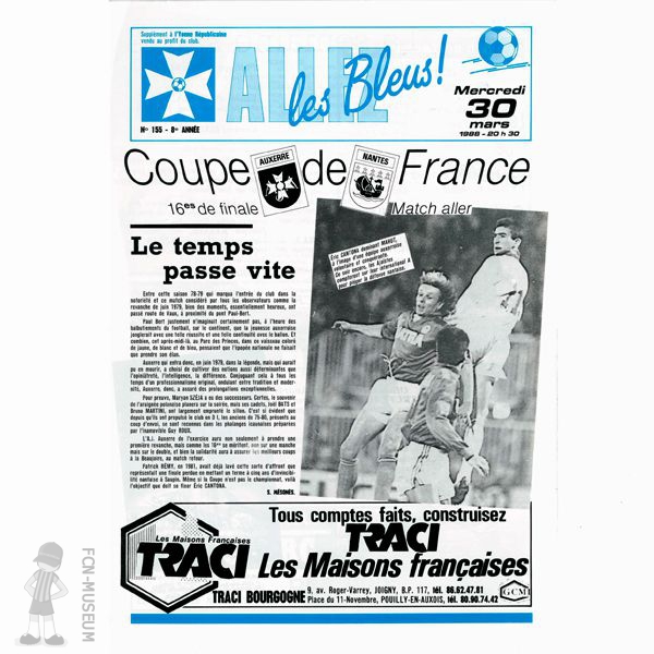 CdF 1988 16ème aller Auxerre Nantes