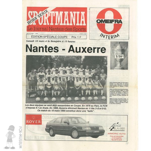 CdF 1990  16ème Nantes Auxerre (Programme)