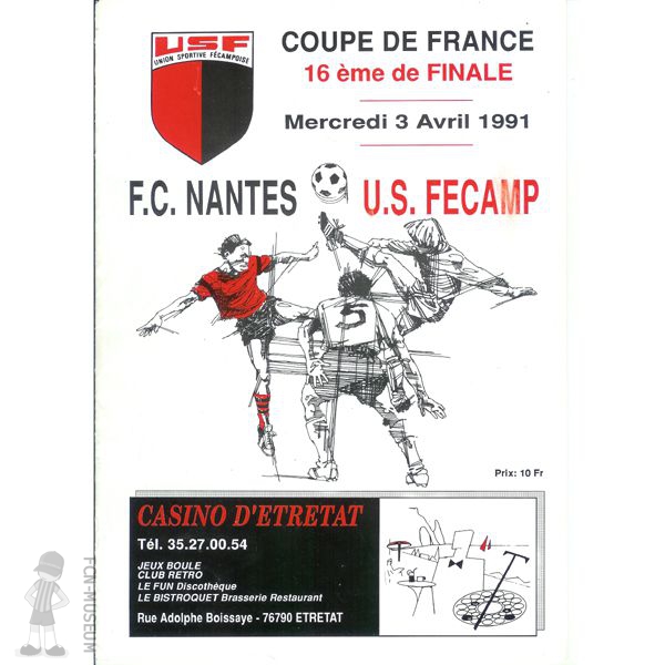 CdF 1991  16ème Fécamp Nantes (Programme)