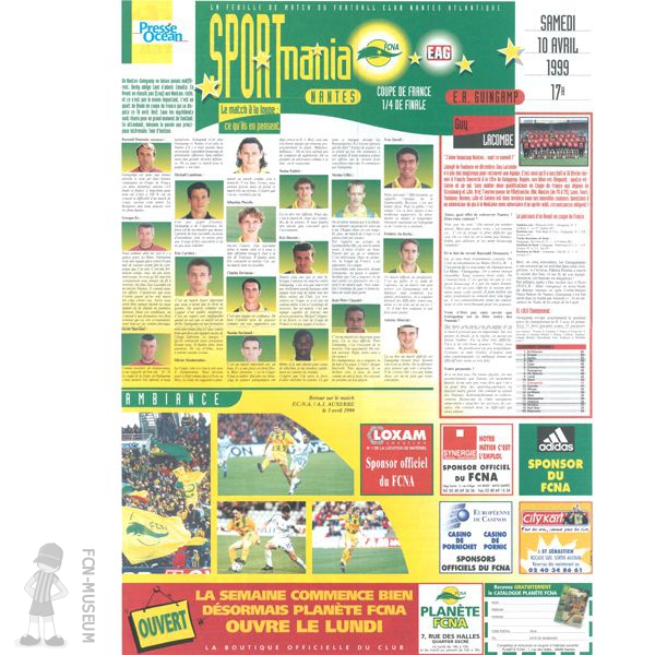 CdF 1999  Quart Nantes Guingamp (Programme)