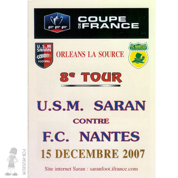 CdF 2008    8ème Tour Saran Nantes (Programme)