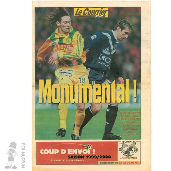 Trophée 1999 Nantes Bordeaux (Programme)