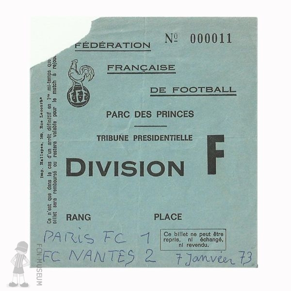 1972-73 20ème j Paris FC Nantes