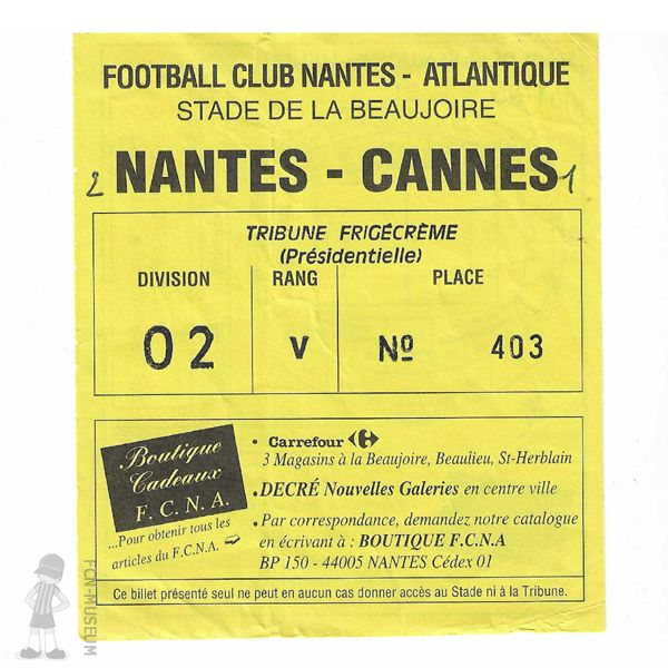1987-88 17ème j Nantes Cannes