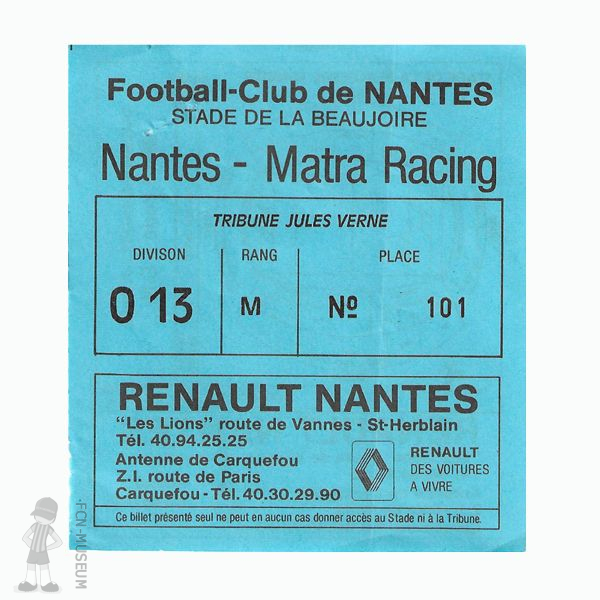 1988-89 30ème j Nantes Matra Racing