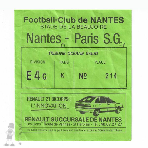 1989-90 18ème j Nantes Paris SG