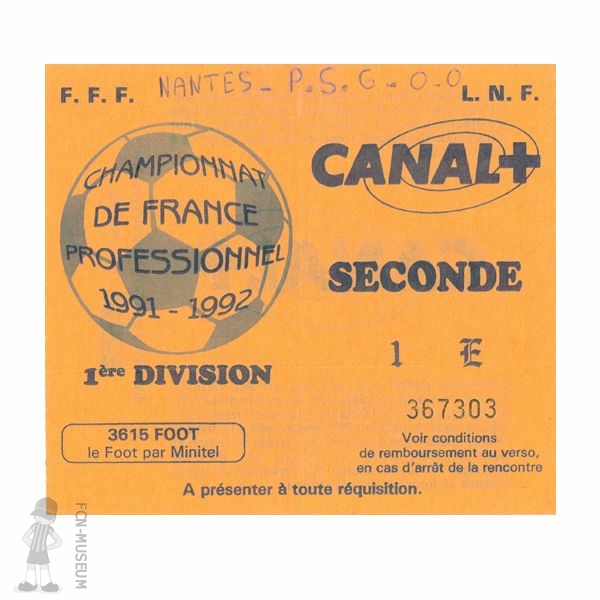 1991-92 01ère j Nantes Paris SG