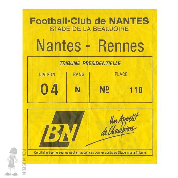 1991-92 20ème j Nantes Rennes