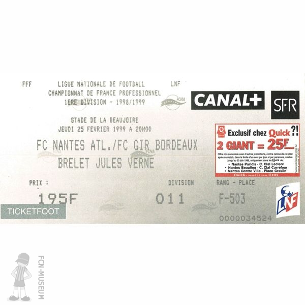 1998-99 25ème j Nantes Bordeaux