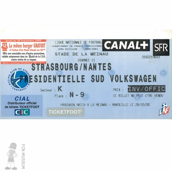 2000-01 11ème j Strasbourg Nantes