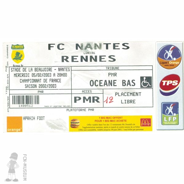 2002-03 26ème j Nantes Rennes