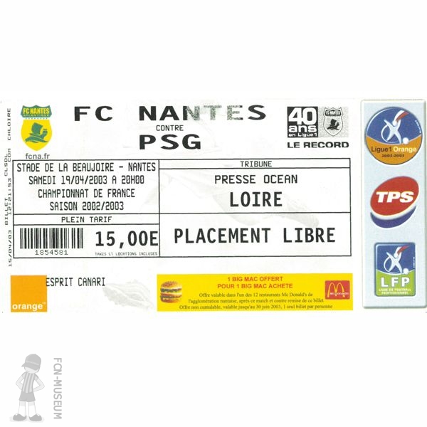 2002-03 34ème j Nantes Paris SG