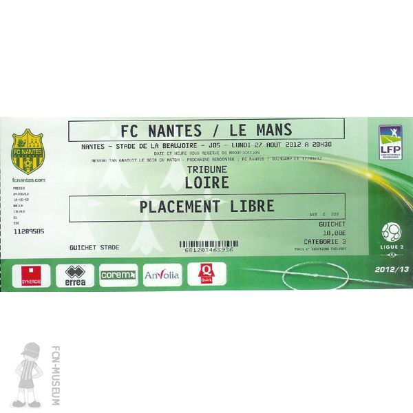 2012-13 05ème j Nantes Le Mans (Billet)