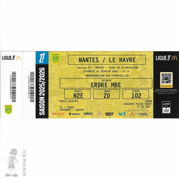 2025-26 23ème j Nantes Le Havre