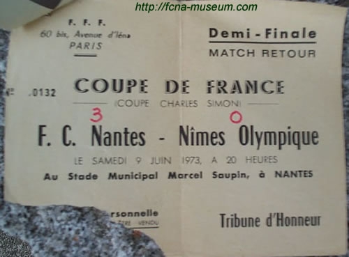 CdF 1973 Demi retour Nantes Nîmes