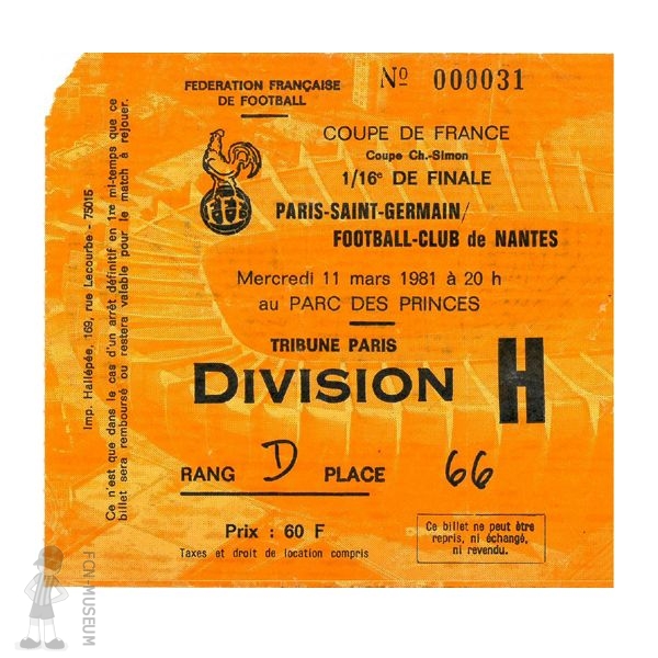 CdF 1981  16ème retour Paris SG Nantes