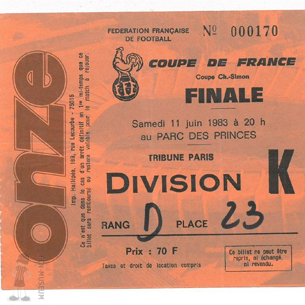 CdF 1983 Finale Paris SG Nantes