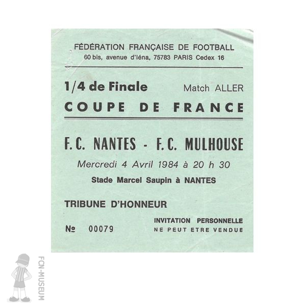 CdF 1984  Quart aller Nantes Mulhouse