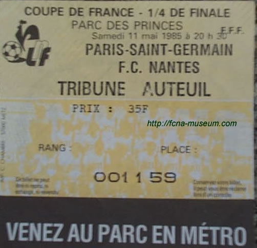 CdF 1985  Quart aller Paris SG Nantes - 1