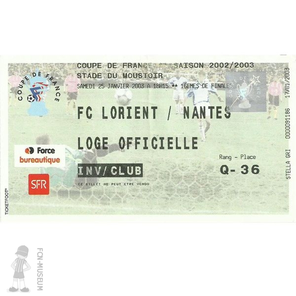 CdF 2003  16ème Lorient Nantes