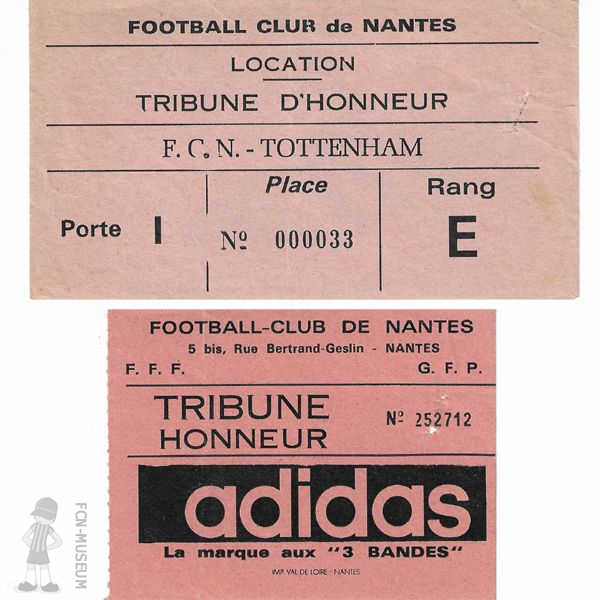 1971-72 16ème aller Nantes Tottenham