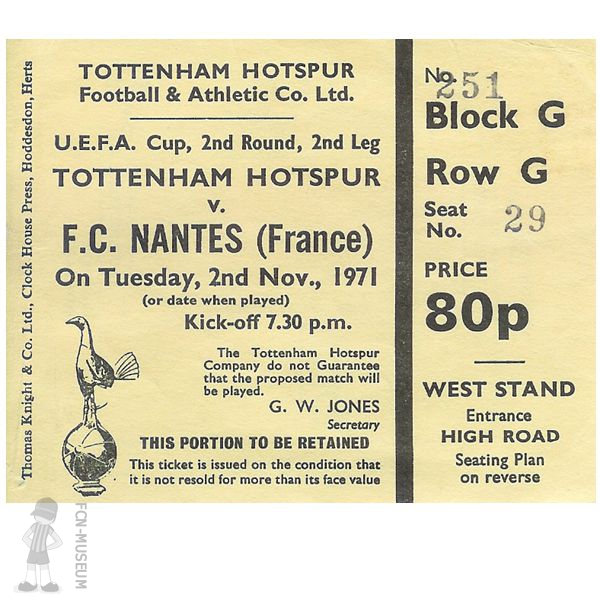 1971-72 16ème retour Tottenham Nantes