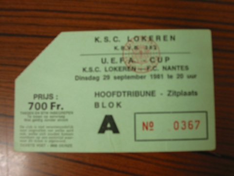 1981-82 32ème retour Lokeren Nantes b