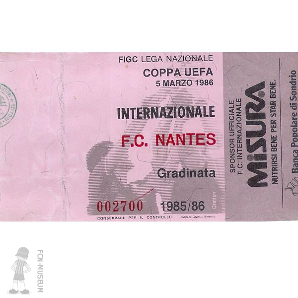 1985-86 quart aller Inter Nantes